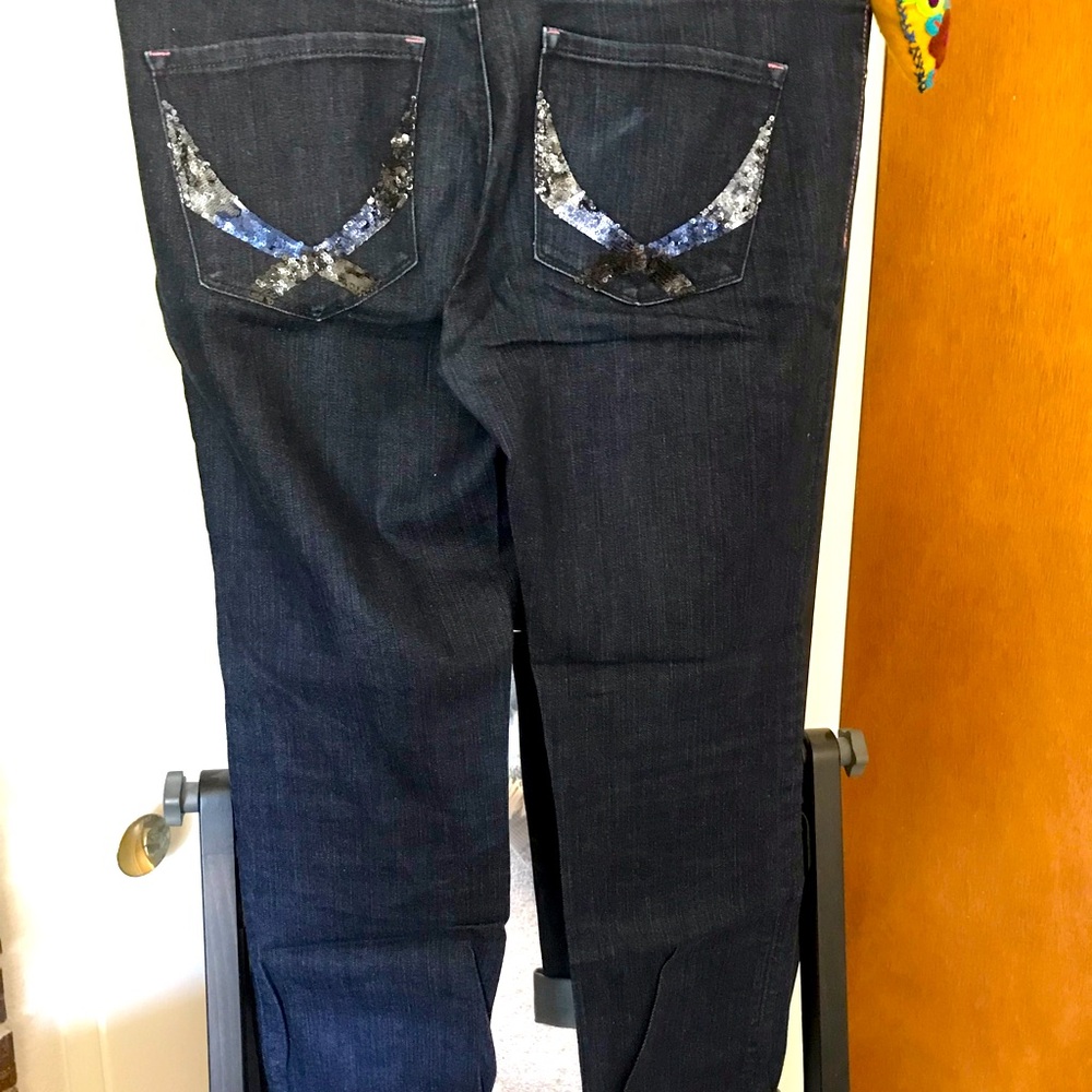 PINK Sequined and Cropped Jeans (size 10)